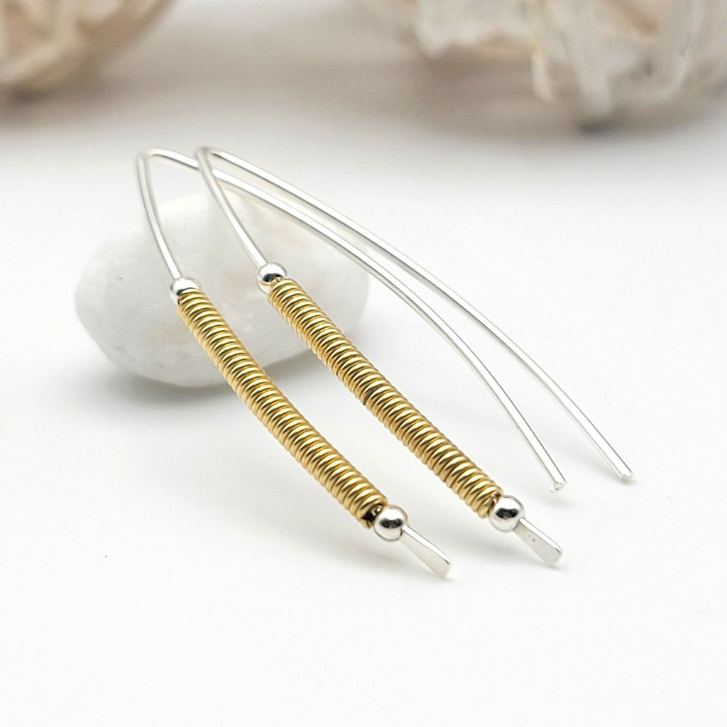 Wish - Silver & Gold Coil Earrings Bijou by SAM   