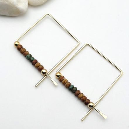 True - Gold with Brown & Green Earrings Bijou by SAM   