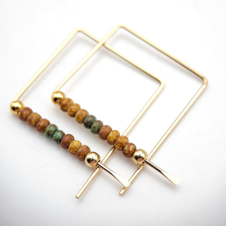True - Gold with Brown & Green Earrings Bijou by SAM   