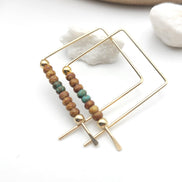 True - Gold with Brown & Green Earrings Bijou by SAM   