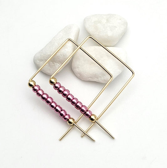 True - Gold & Pink Earrings Bijou by SAM   