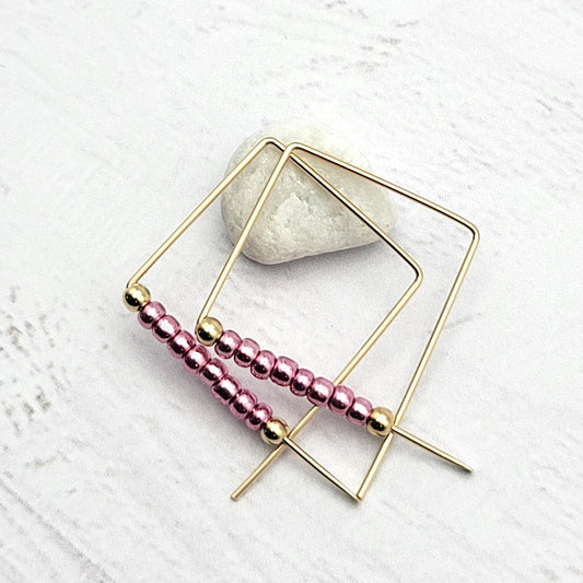 True - Gold & Pink Earrings Bijou by SAM   