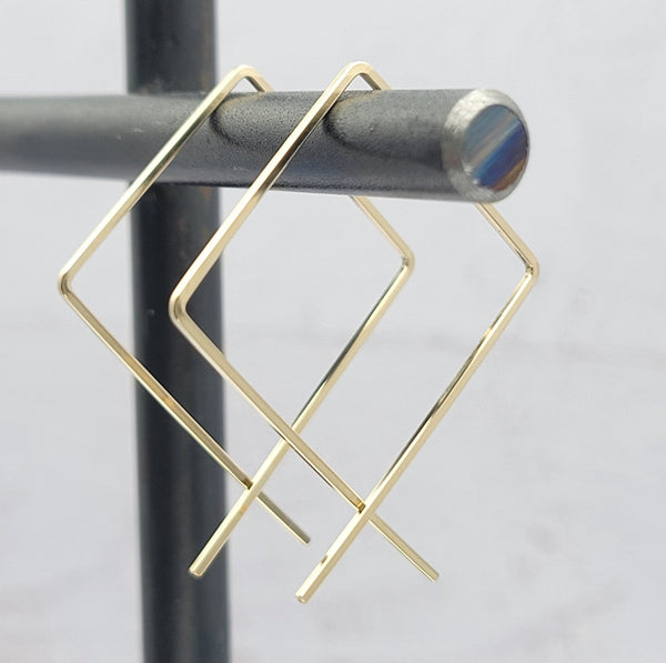 True - Square Gold Threader Hoops Earrings Bijou by SAM   