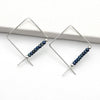 Sterling Silver Square Threader Hoop Earrings with Denim Blue Picasso Seed Beads -Earrings- Bijou by SAM