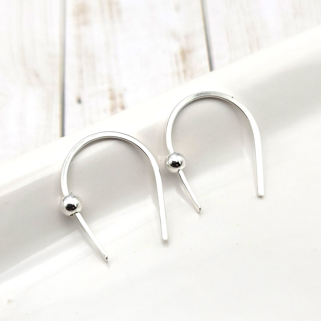 Tiny Silver Huggers - Wishbone Earrings -Earrings- Bijou by SAM
